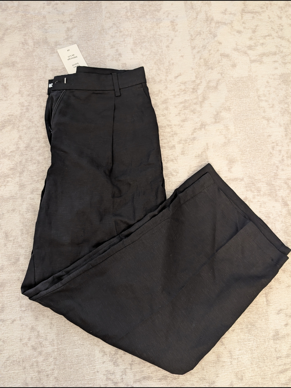 H&M Black Wide Leg Trousers- Linen Blend
